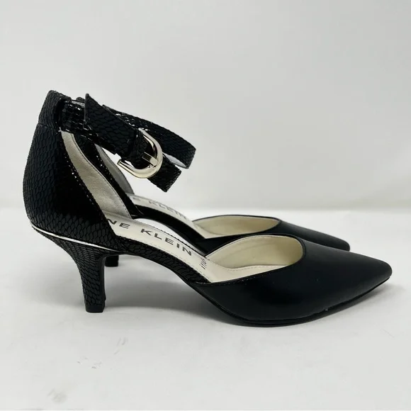 Anne Klein Black Textured Heels - Picture 2 of 8